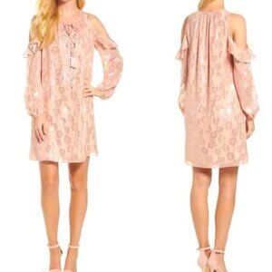 Lilly Pulitzer Marlyse Silk Dress Sandstone Metallic Palm Tree